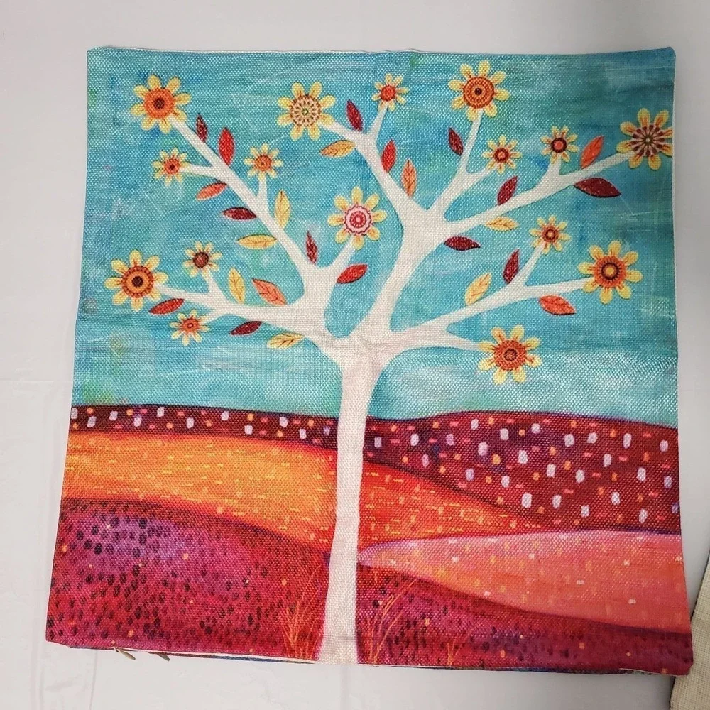 Sascalia Sunshine Pillow Cover Bohemian Art Print 17 x 17 Zippered Cushion Cover